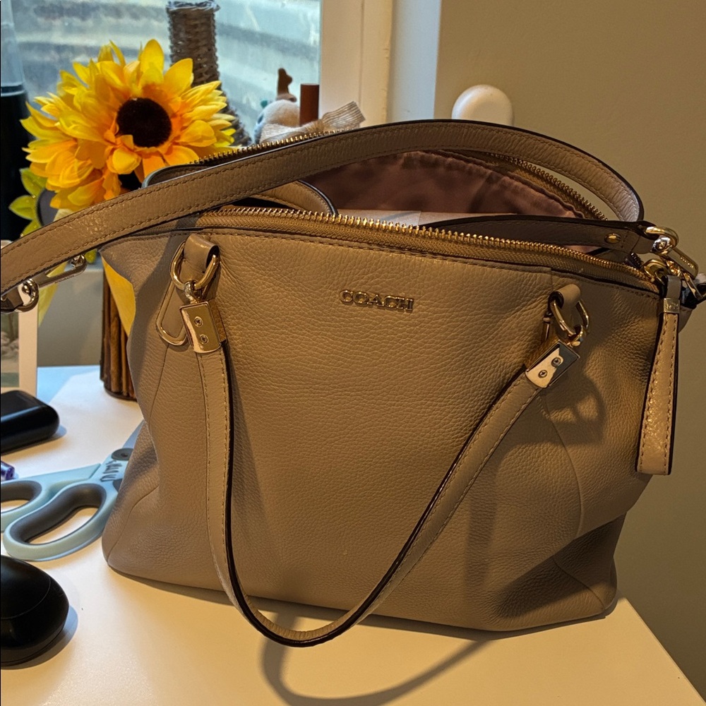Coach Taupe Leather Shoulder Bag